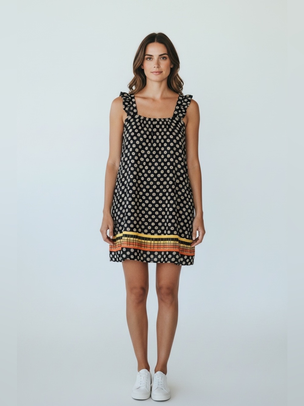 Joy Joy Sleeveless Daisy Dress // Black // Medium